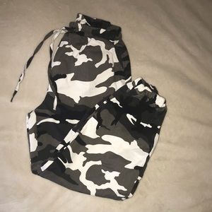 Black and white camo pants